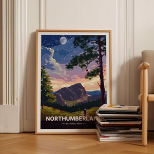 Northumberland National Park Travel Poster: Sycamore Gap, Hadrian&#39;s Wall Art, UK Landscape, Home Decor, Unique Travel Gift, C20-921