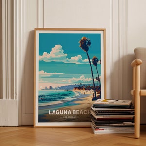 Laguna Beach Travel Poster, Los Angeles Coastal Wall Art, C20-987