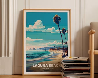 Laguna Beach Travel Poster, Los Angeles Coastal Wall Art, C20-987