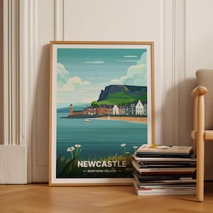 Mourne Mountains Poster, Newcastle County Down Ireland, Travel Wall Art, Belfast Inspired Decor, Irish Landscape Print, C20-1247