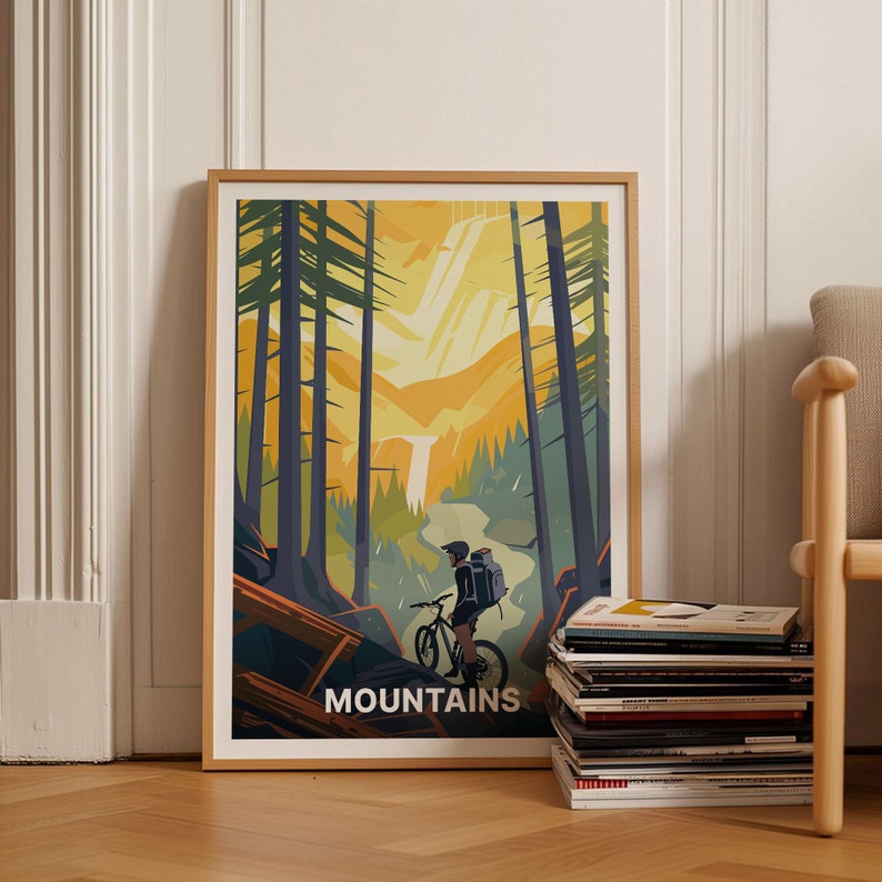 Mountain Bike Travel Poster, Extreme Sports Wall Art, C20-314 bild 1