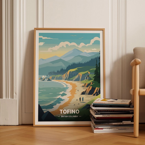 Tofino Travel Poster, Minimalist British Columbia Art, Canada Wall Decor, C20-47