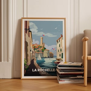 La Rochelle France Travel Poster, Vintage Style Wall Art, Coastal City Landscape, Home & Office Decor, Gift for Travelers, C20-1601