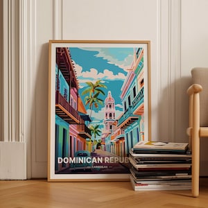 Santo Domingo Print, Dominican Republic Travel Poster, Mid-Century Modern Art, C20-743 image 1