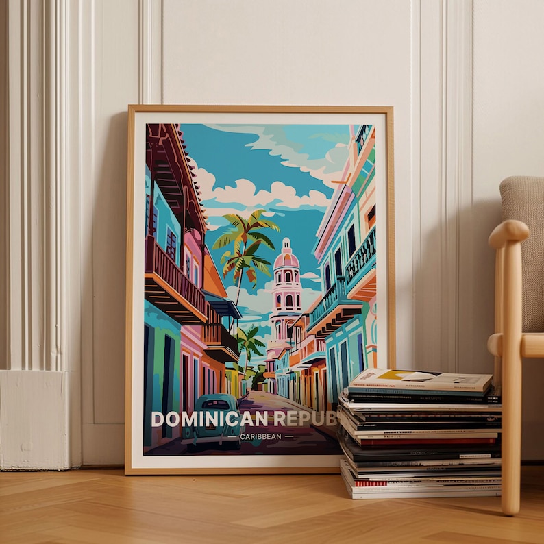 Santo Domingo Print, Dominican Republic Travel Poster, Mid-Century Modern Art, C20-743 image 1