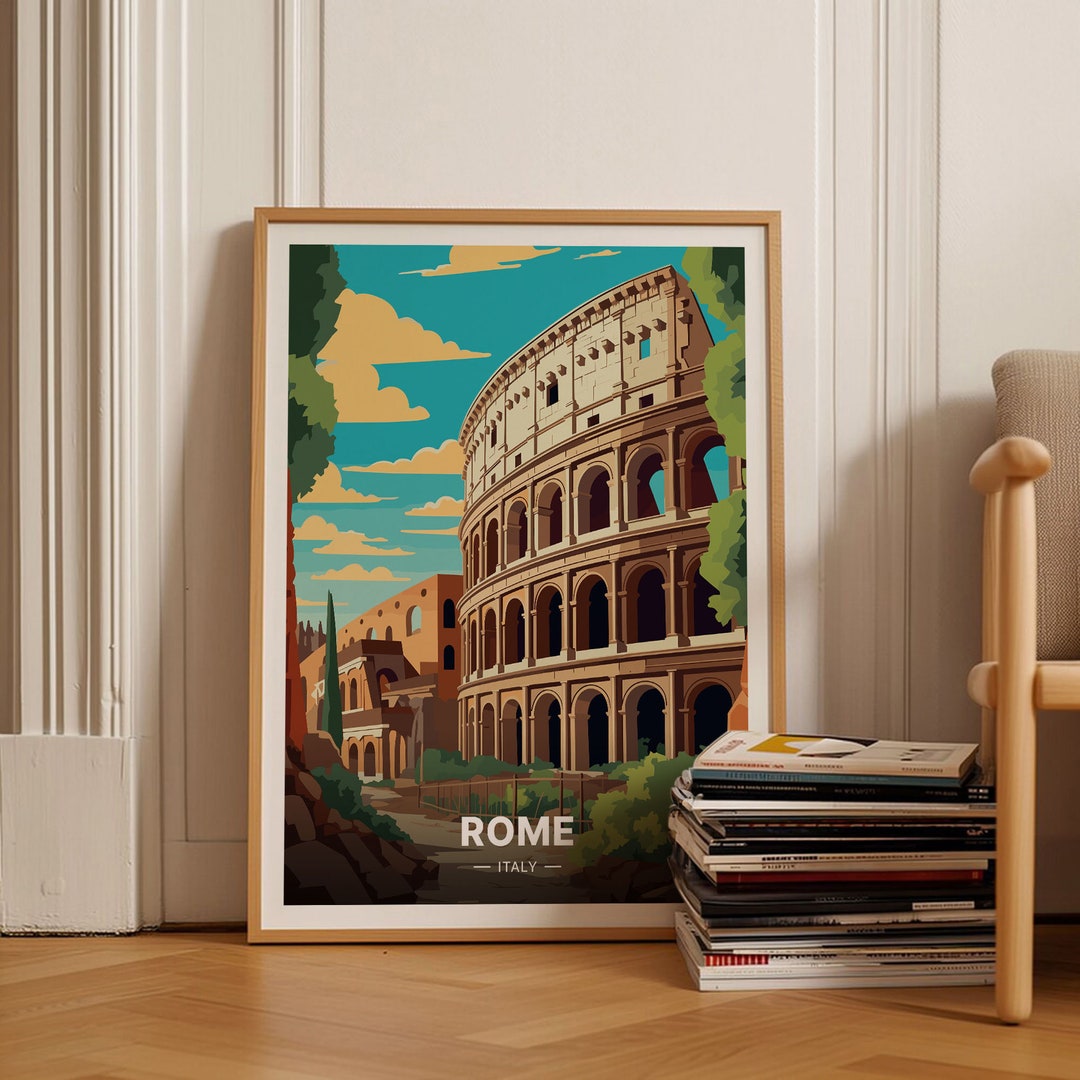 Window View Poster Rome Rome Travel Poster, Italy Landscape Wall Art, Rome Cityscape Home Decor ...