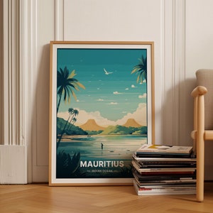 Mauritius Travel Poster, Indian Ocean Wall Art, Unique Wedding & Birthday Gift Idea, Personalized Travel Decor, C20-200