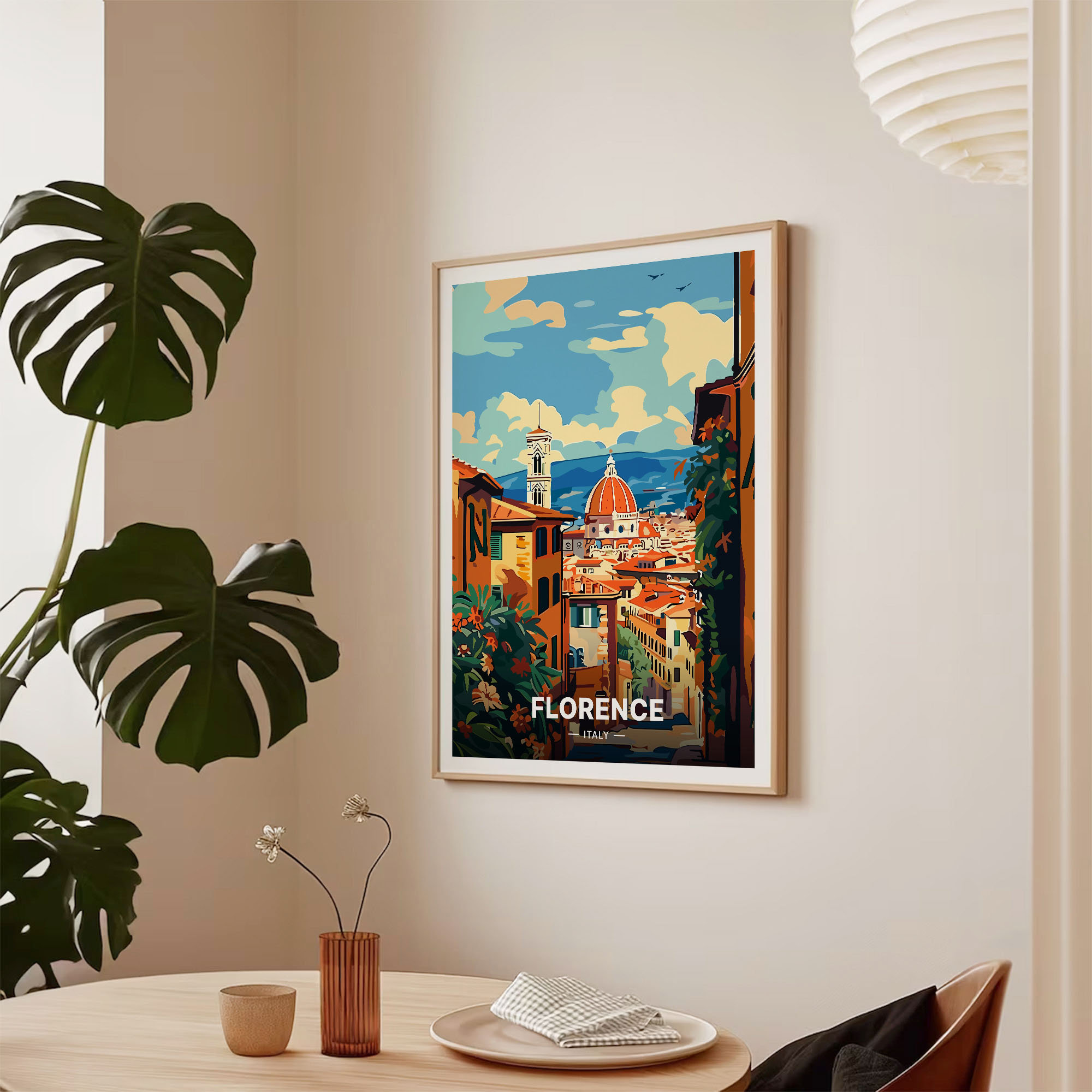 Vintage Florence Italy Poster, Italian Cityscape Travel Art, C20