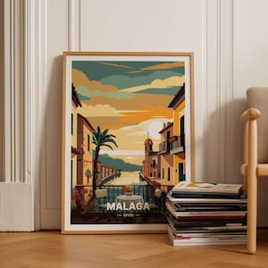 Malaga Spain Travel Poster, Artistic Wall Art for Home & Office, Unique Spain Destination Decor, Gift for Travel Enthusiasts, C20-276