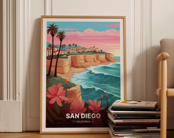 San Diego Travel Poster, Retro La Jolla Art Print, C20-21