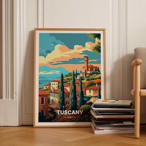 Tuscany Italy Travel Poster, Scenic Landscape Wall Art, Home Decor, Art Lover Gift, Italian Countryside, C20-500