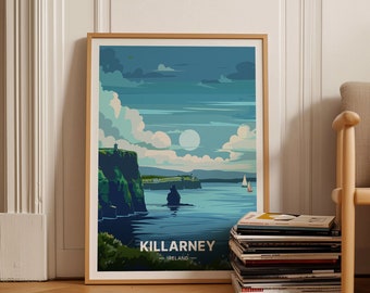 Killarney Ireland Poster, County Kerry Landscape Art, C20-1534