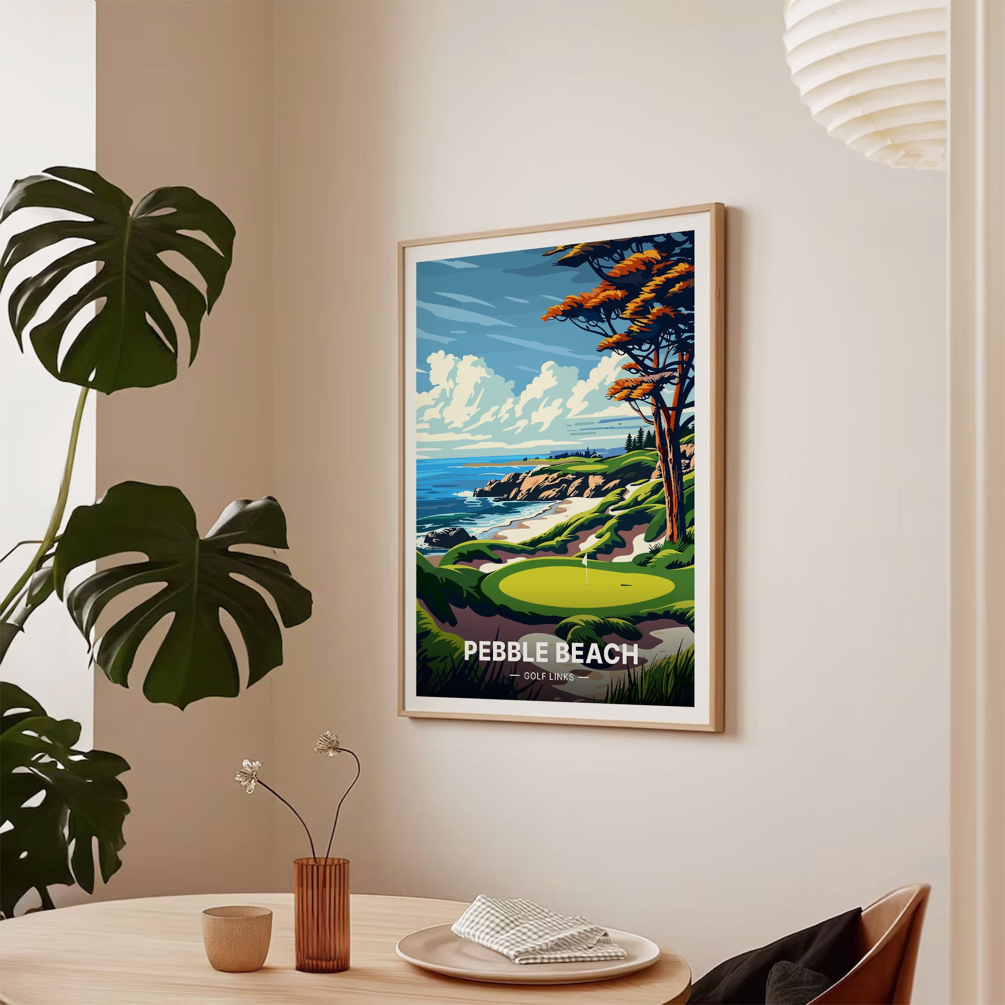 Pebble Beach Golf Links Poster, Coastal Golf Course Art, C20-343