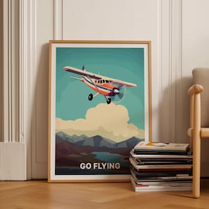 Cessna Skyhawk Luftfahrt Plakat, Vintage Flugzeugkunst für Piloten, Abenteuerreisedekor, Flugzeugwandkunst, C20-179