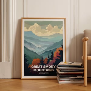 Great Smoky Mountains National Park Art, Scenic Travel Poster, Home Decor, Nature Wall Art, Tennessee Souvenir, C20-1316