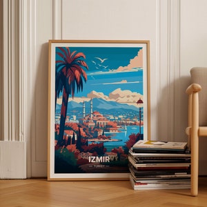 Izmir Stadtbild Poster, Türkei Reise Wandkunst, Wohndekoration, Geschenk für Kunstliebhaber, Bürodekoration, C20-1359