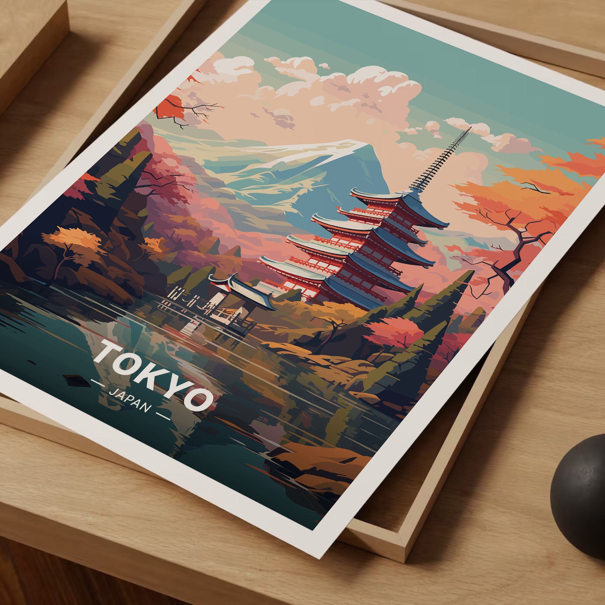 Vintage Tokyo Japan Travel Poster, Pagoda Mountain Art, C20-26 - Etsy