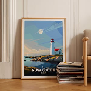 Póster de viaje a Nueva Escocia, arte mural de Canadá, regalo de boda único, regalo de cumpleaños, decoración del hogar, C20-1254