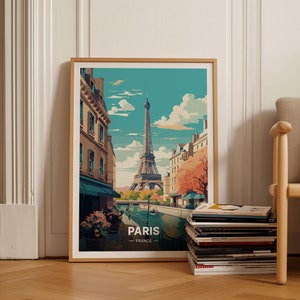 Cartaz de viagem de Paris, arte de parede da França, decoração para casa para entusiastas da arte, ideia de presente parisiense, decoração de viagem elegante, C20-23
