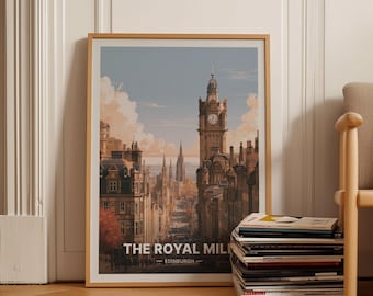 Royal Mile Edinburgh Travel Poster, Scottish Landscape Art, Home Office Decor, Wanderlust Gift