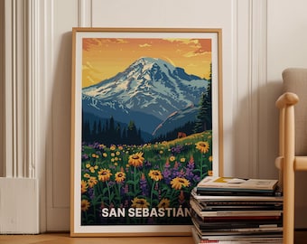 San Sebastián Spain Travel Poster, Coastal City Wall Art, C20-706