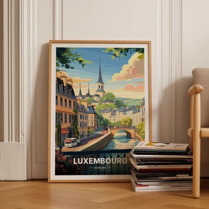 Luxembourg Cityscape Travel Poster, Europe Adventure Wall Art, Unique Traveler Gift Idea, Home & Office Decor, C20-1584