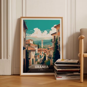 Granada Travel Poster, Spain Landscape Art, Home Office Decor, Gift for Travel Enthusiasts, Spanish Cityscape Wall Art, C20-166