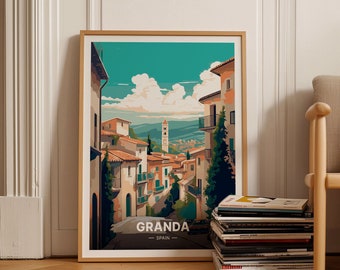 Granada Spain Travel Poster, Spanish Cityscape Art, C20-166