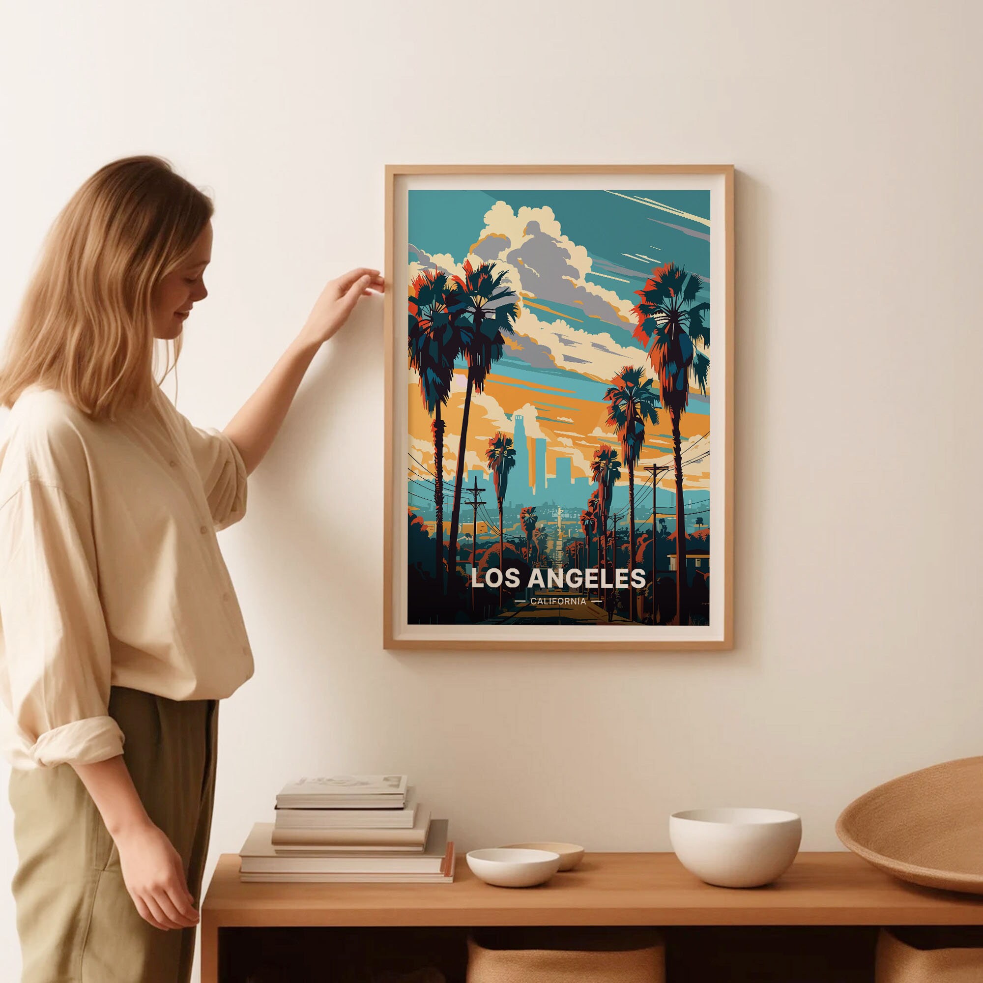 Los Angeles Travel Poster, California Cityscape Art, Decorative