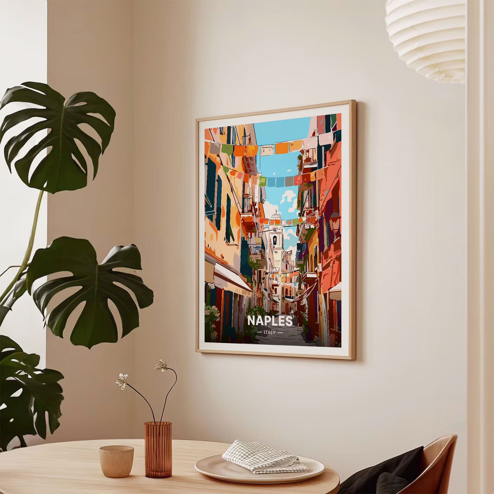 Napoli Travel Poster, Naples Italy Landscape, Mid-century Modern