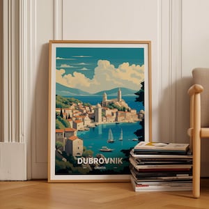 Dubrovnik Travel Poster, Croatia Cityscape Art, Home Decor, Office Decoration, Gift for Travelers, C20-49
