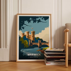 Warwick Castle Travel Poster, United Kingdom Wall Art, Unique Wedding & Birthday Gift Idea, Home Decor, C20-1996