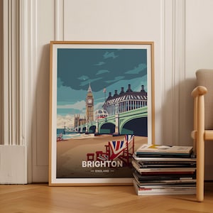 Brighton Pier Travel Poster, Coastal City Wall Art, British Seaside Decor, Travel Enthusiast Gift, C20-1786