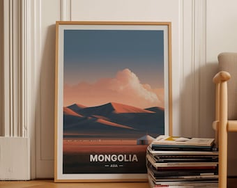 Mongolia Landscape Poster, Travel-Inspired Wall Art, Home Decor, Adventure Theme, Office Decoration