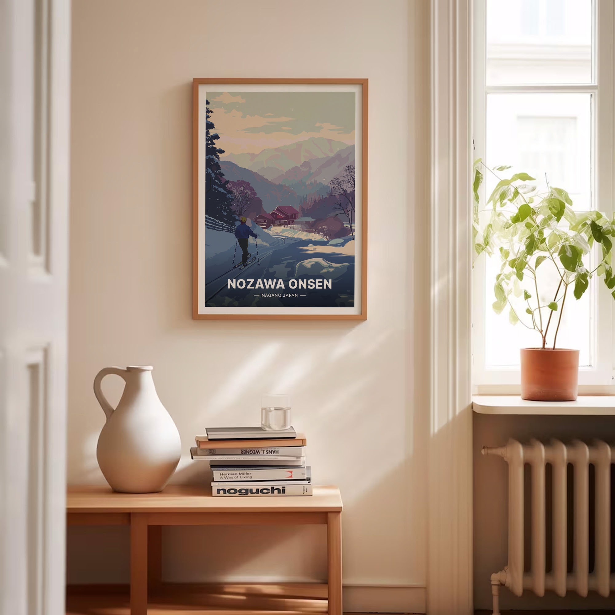 Nozawa Onsen Ski Resort Travel Poster: Japan, Nagano, Snowboarding