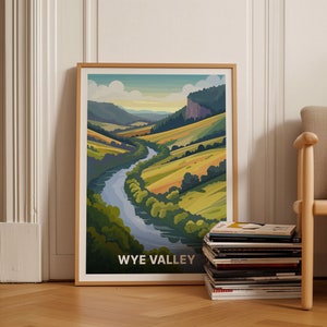 Wye Valley AONB Scenic Travel Poster - England & Wales Landscape, Gloucestershire to Monmouthshire Wall Art, C20-1457
