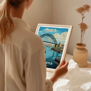 Newcastle Travel Poster, United Kingdom Cityscape Art, Unique Wedding & Birthday Gift Idea, Personalized Home Decor, C20-48 image 9