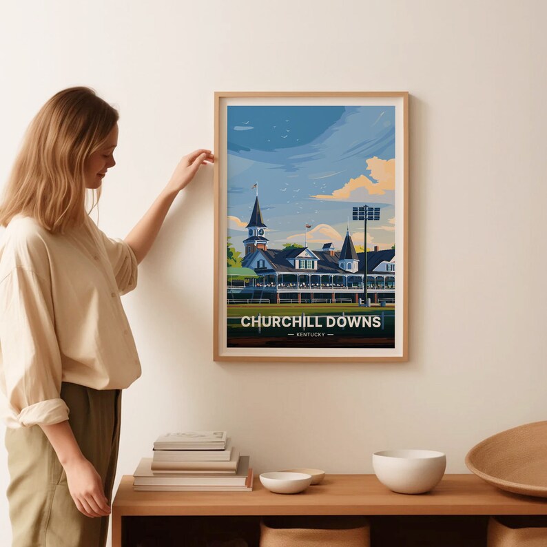 Churchill Downs Art Print, Kentucky Horse Racing Travel Poster, C20-1002 image 2
