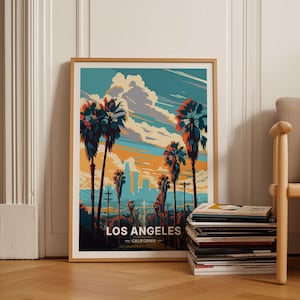 Los Angeles Travel Poster, California Cityscape Art, Decorative Wall Art for Home and Office, Unique Los Angeles Themed Gift, C20-358