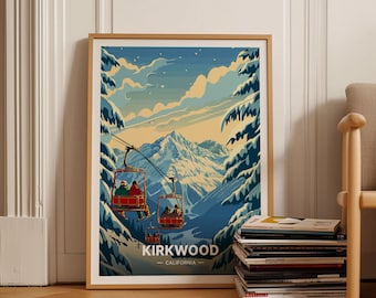 Kirkwood Ski Resort Poster, Lake Tahoe California, Vintage Travel Art, C20-1629