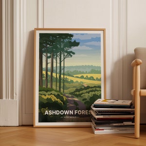Ashdown Forest Reiseposter: East Sussex, High Weald AONB, Winnie The Pooh Inspiration, Englische Landschaftsdekoration, Kunstdruck, C20-1756