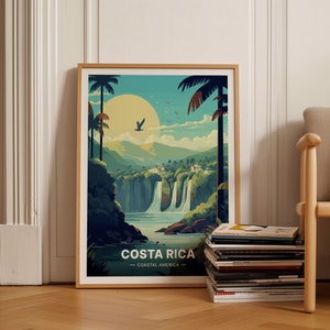 Costa Rica Travel Poster, San José & Arenal Volcano Art, Unique Wedding Gift, Personalized Travel Decor, C20-36