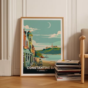 Cornwall Constantine Bay Travel Poster, Coastal Wall Art, Wedding Gift, Birthday Present, Home Decor, C20-826