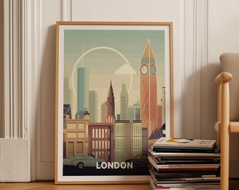 London Skyline Poster, Travel Wall Art, Cityscape Decor, Gift for Travelers, London City View Artwork, C20-142