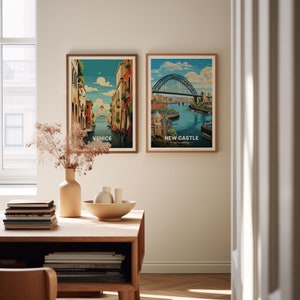 Newcastle Travel Poster, United Kingdom Cityscape Art, Unique Wedding & Birthday Gift Idea, Personalized Home Decor, C20-48 image 3