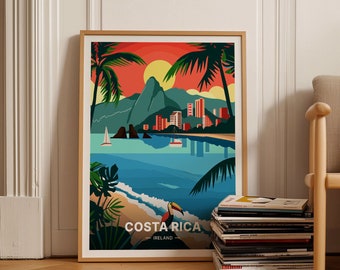 Costa Rica Travel Poster, Retro Tropical Wall Art, C20-432