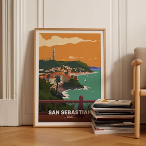 San Sebastian Reise Poster, Spanien Wandbild, Baskenland Dekoration, Spanische Stadtansicht, Reise Geschenkidee, C20-561