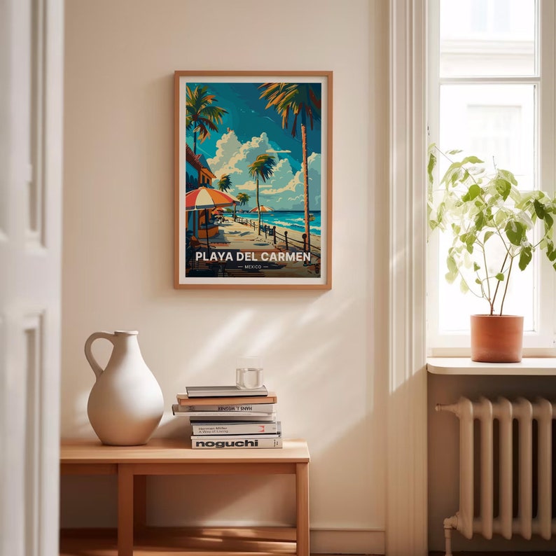 Playa Del Carmen Travel Poster, Mexico Beach Wall Art, C20-821 imagen 4