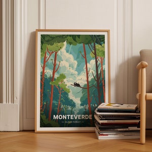 Costa Rica Monteverde Nebelwald Poster, Regenwald Reisedekor, Wildtier Wandkunst, Mittelamerika Souvenir, Forscher, C20-1477