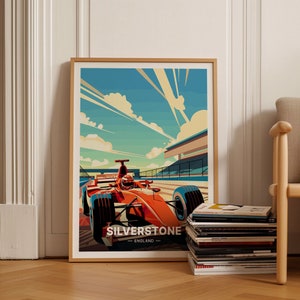 Silverstone Circuit Travel Poster, England Racing Art, Motorsport Wall Decor, Race Car Illustration, Home Office Artwork, C20-1565